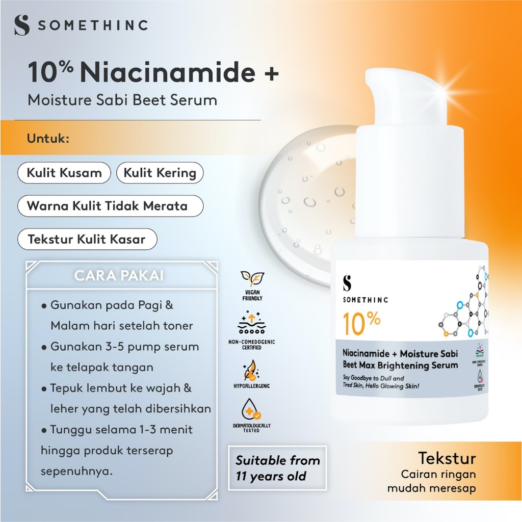 SOMETHINC  10% Niacinamide + Moisture Sabi Beet Max Brightening - Serum Kulit Cerah Maksimal (Normal)