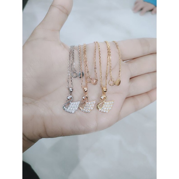 KALUNG RANTAI MINI NORI VENSY +LIONTIN SWAN MP FULL/KALUNG PERAK ASLI SILVER 925 LAPIS EMAS/ KALUNG FASHION WANITA TERBARU