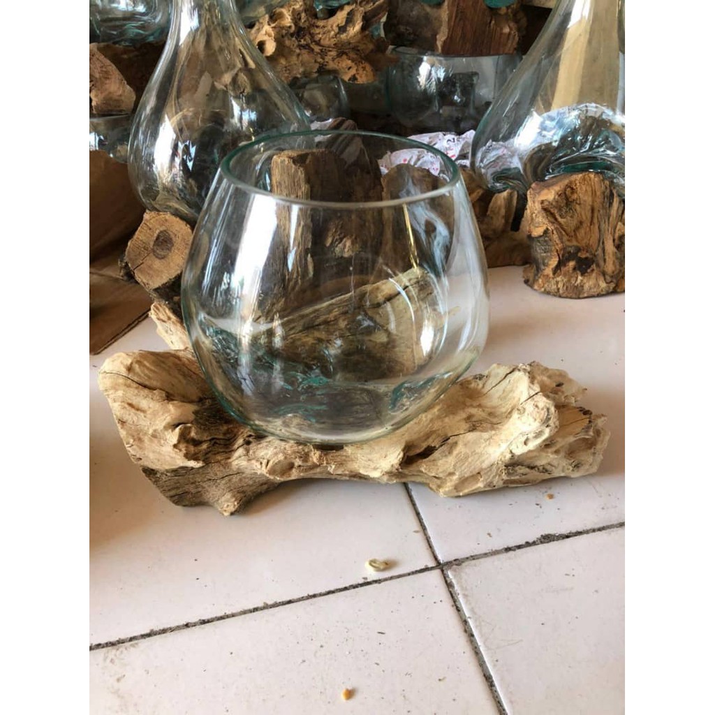 Glass on Wood / Aquarium Ikan Cupang / Dekorasi Rumah (Besar) 15Cm