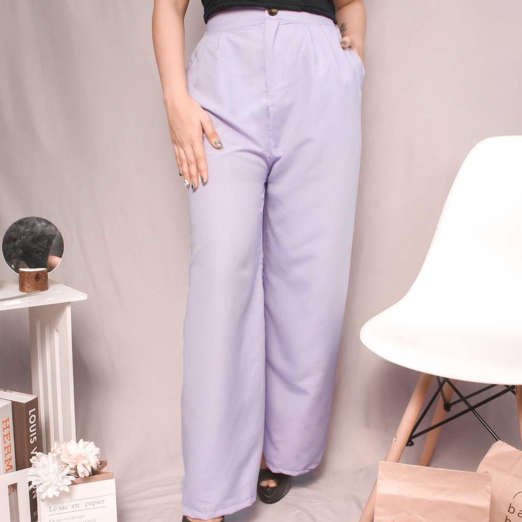 RX Fashion - Dheani Highwaist / Soleil Kulot Anti Ngantung Wanita / MELVA SLIT PANTS Kulot highwaist -BN