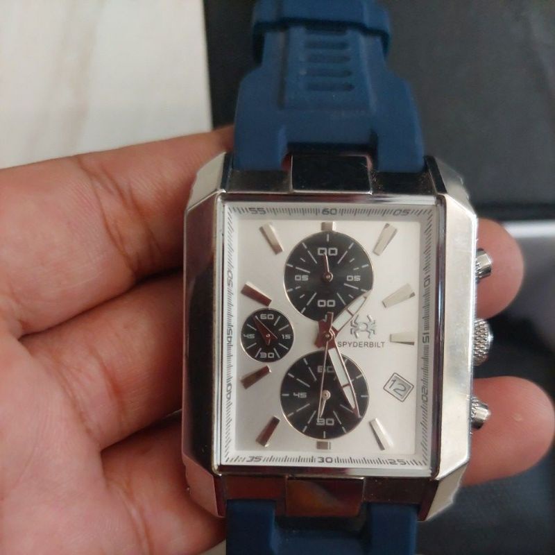 jam tangan original spyderbilt chronograph kotak mulus preloved bekas second