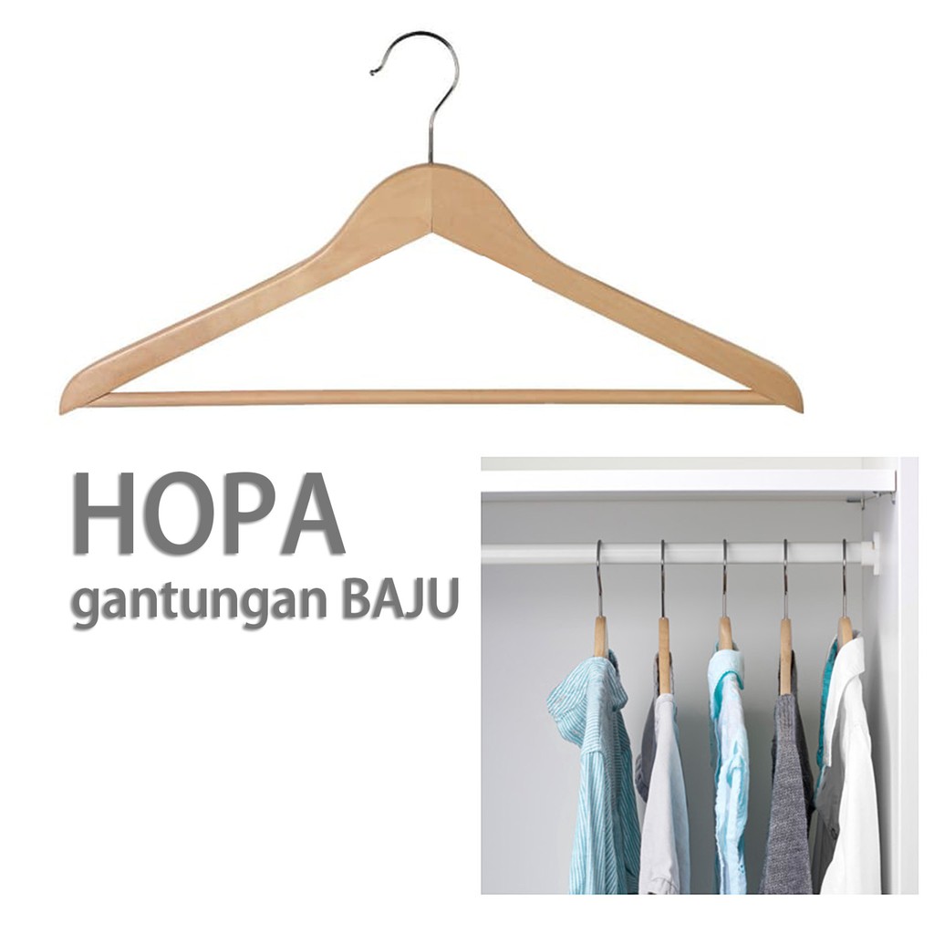 Hanger Kayu  Gantungan  Baju  Celana SATUAN HANGERHOPA 