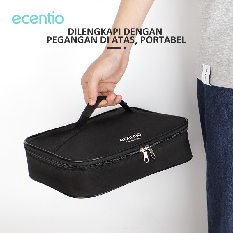 ecentio &amp; FOODI tas bekal makanan flat 1400ml hitam for 3/4 Sekat/tas tempat makan Lunch Bag 1.4L/tas kotak makan siang/tas kecil/tas karakter/Tas piknik