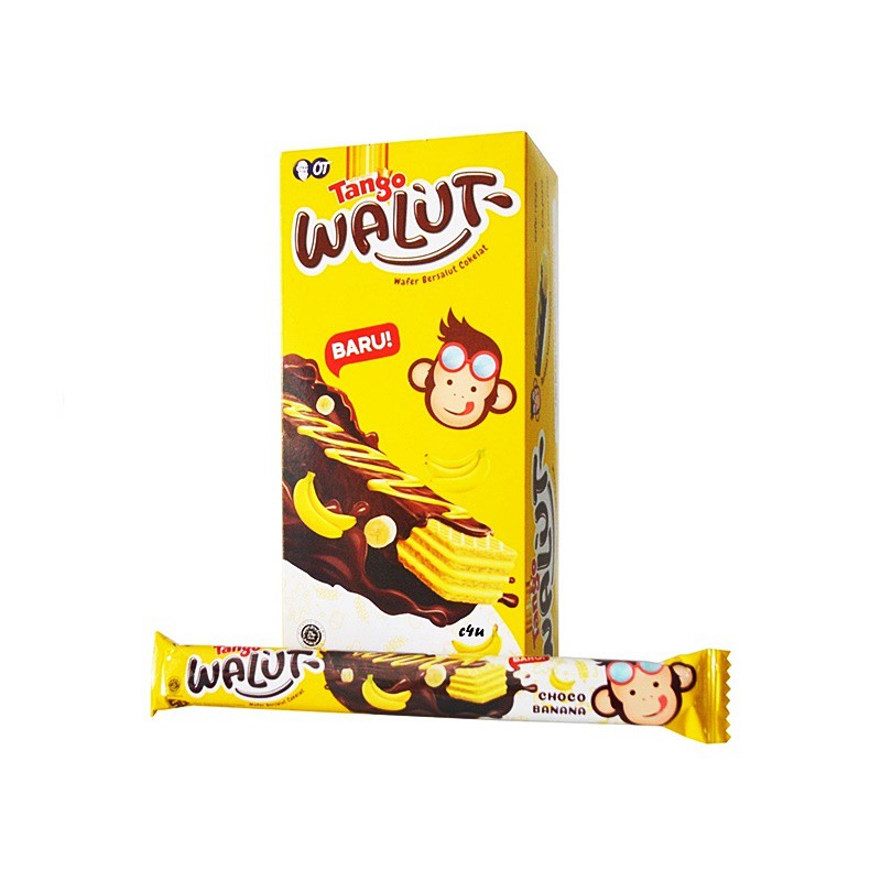 

TANGO WALUT WAFER BERSALUT COKELAT BANANA (ISI12PCS) / WAFER COKLAT PISANG