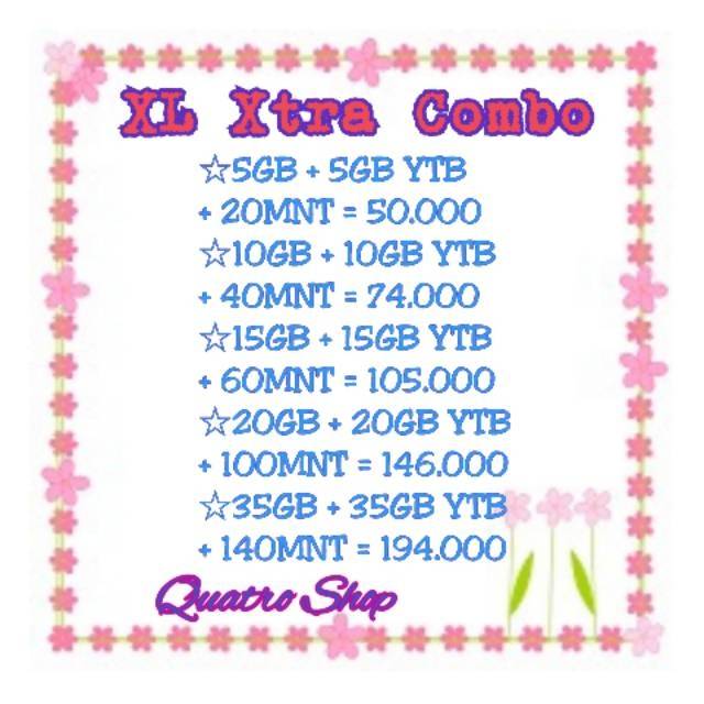 XL XTRA COMBO 5GB/10GB/15GB/20GB/35GB
