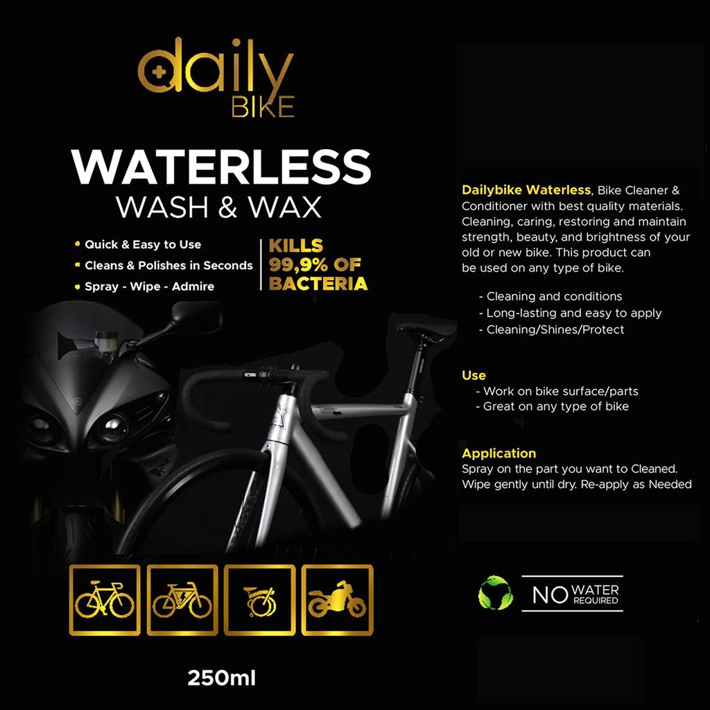 DAILY BIKE WATERLESS 250 ML WASH WAX PEMBERSIH SEPEDA MOTOR