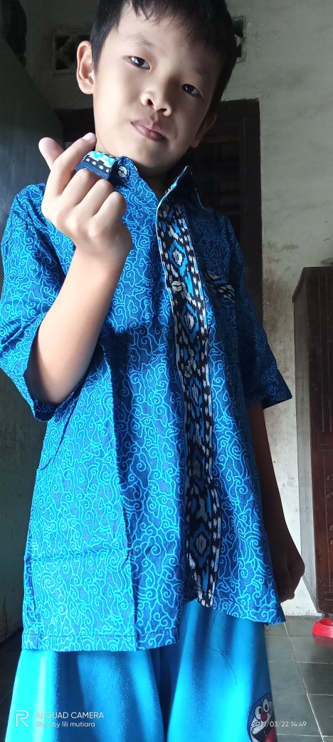 Batik Couple Keluarga Sania Ruffle Ori Ndoro Jowi Dnt Mega Mendung Biru