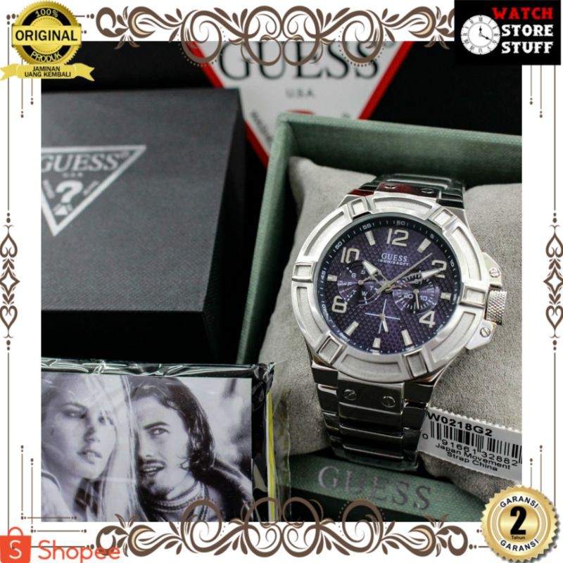 JAM TANGAN PRIA WANITA | RANTAI | KULIT | KARET | MURAH | PRIA gu3ss W0218G2 ORIGINAL