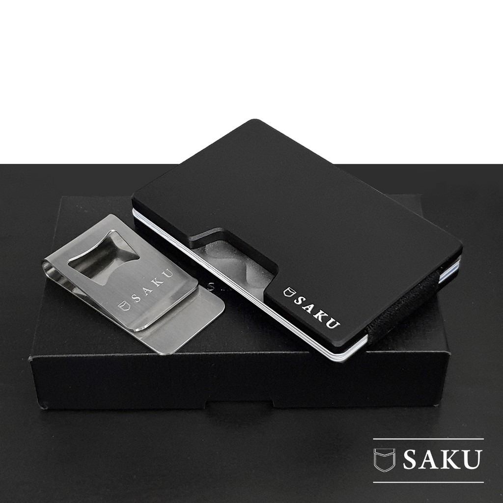 SAKU Dompet Kartu Pria Metal RFID Smart Wallet Card Holder 
