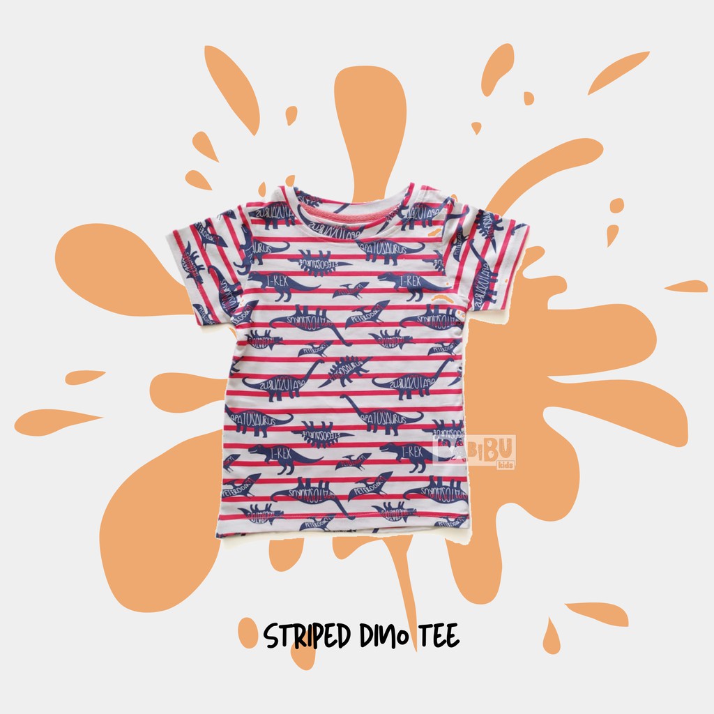 Cozy is Good - Striped Red Dino Tee