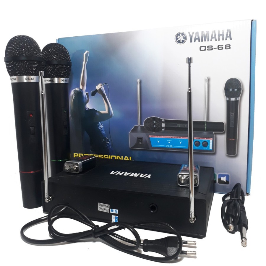 Microphone Karaoke YAMAHA OS-68 Wireless Double Mikrofon mic tanpa kabel