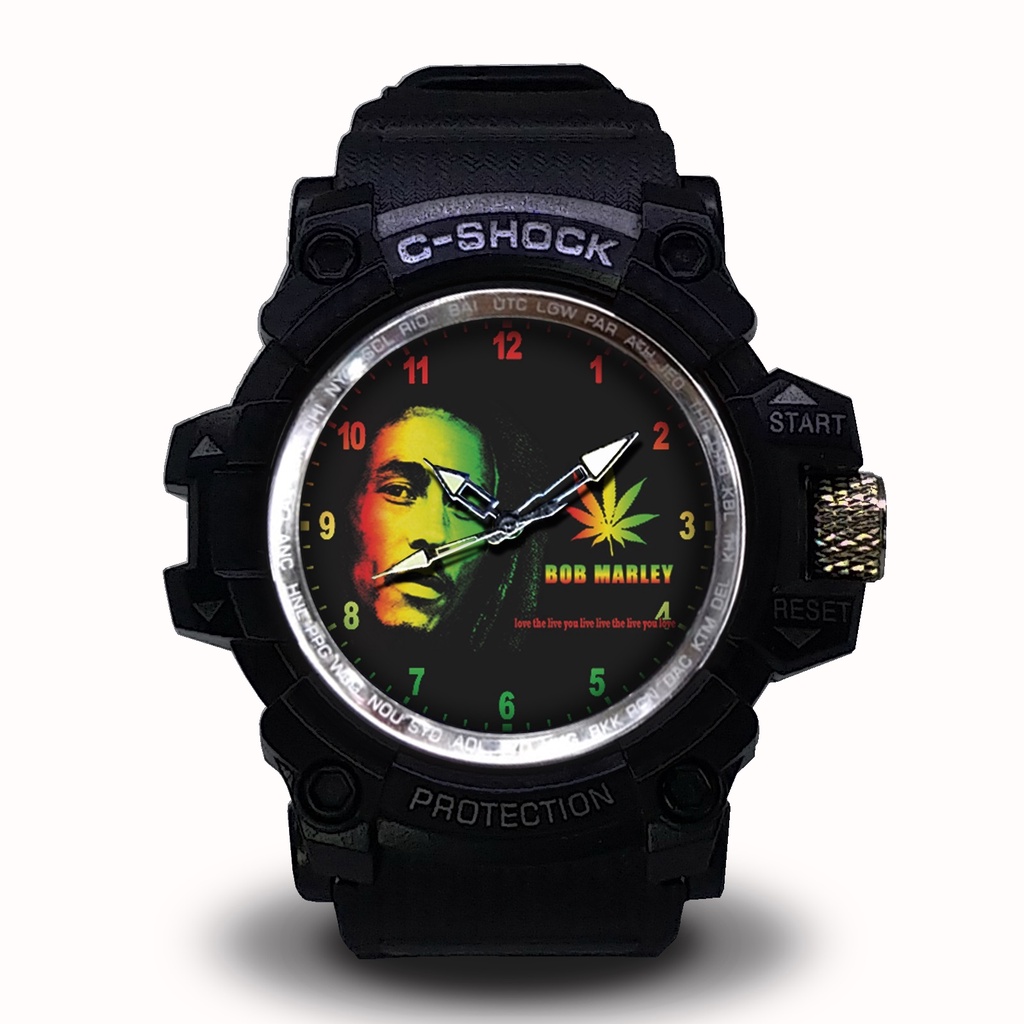 (EXCLUSIVE ) JAM TANGAN BOB MARLEY WATER RESIST FREE BOX DAN BATREI - NO.3