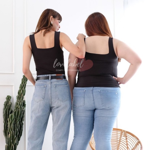 Cessa Tanktop Square Kotak Wanita Jersey Tebal Atasan Kamisol-6