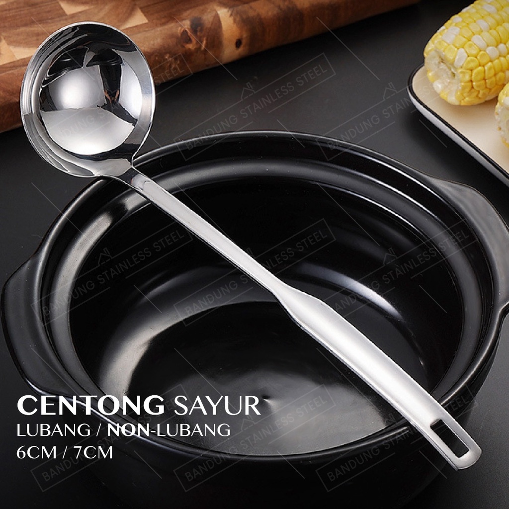 Sendok Sayur Sup Soup lubang dan tidak lubang Stainless Steel Centong Sayur Murah