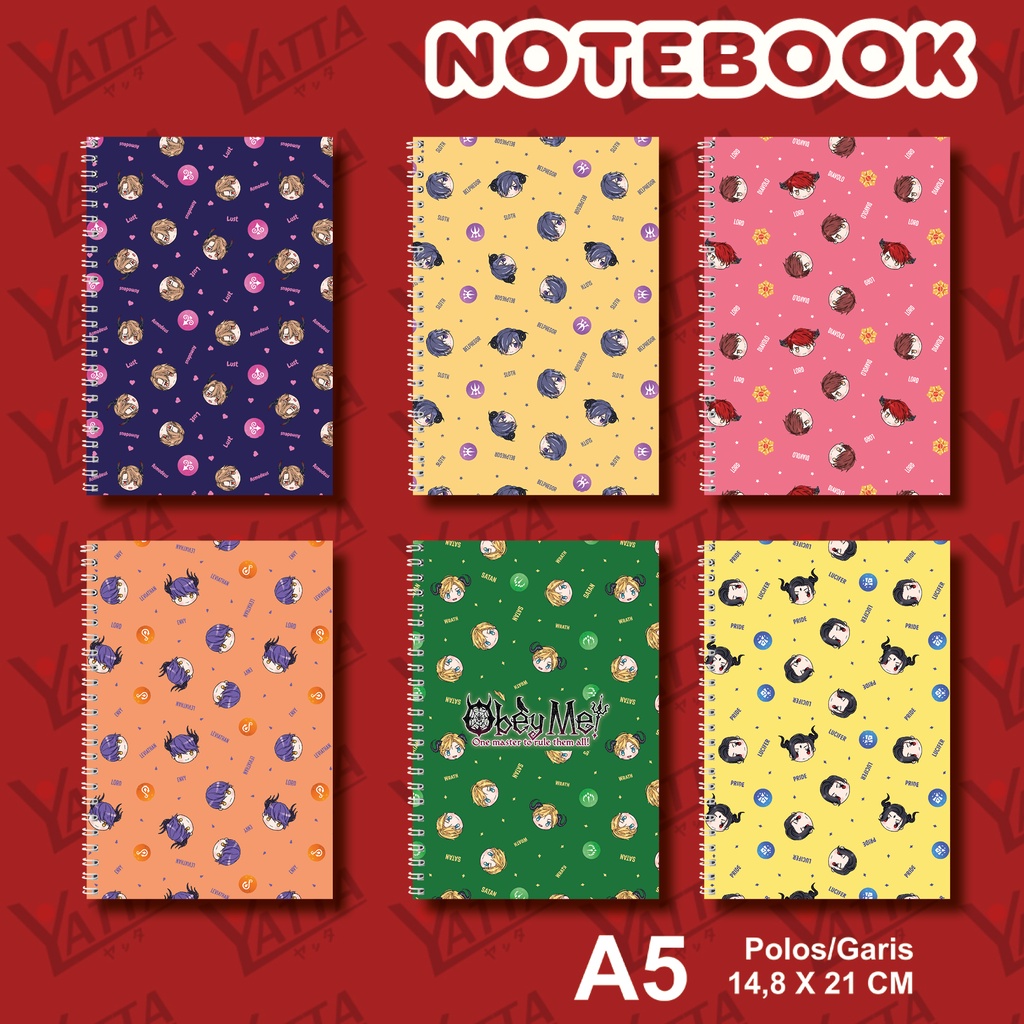

Notebook Anime Obey Me! PATTERN Seri 2 Ukuran A5 14,6 x 21 cm YOTAKUSHOP