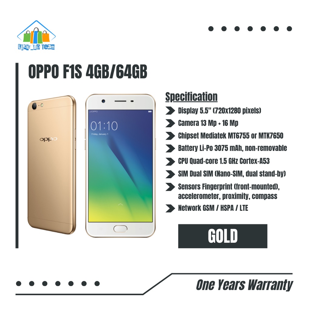 Oppo F1S 4/64GB Garansi 1 Tahun