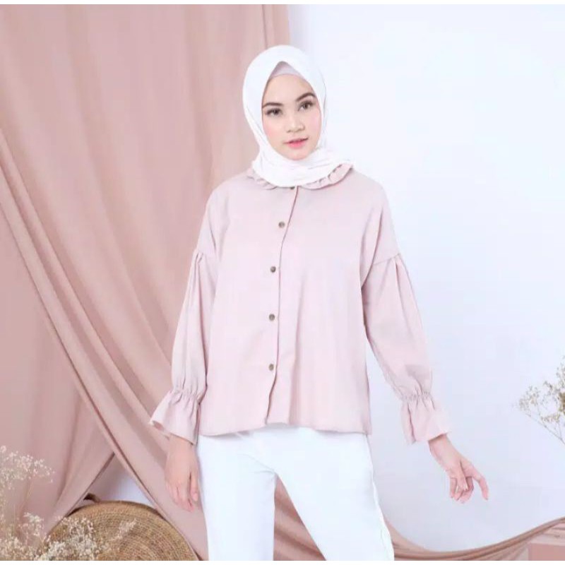 Kemeja Polos Wanita / Kemeja Basic Wanita/ Basic Ruffle Shirt