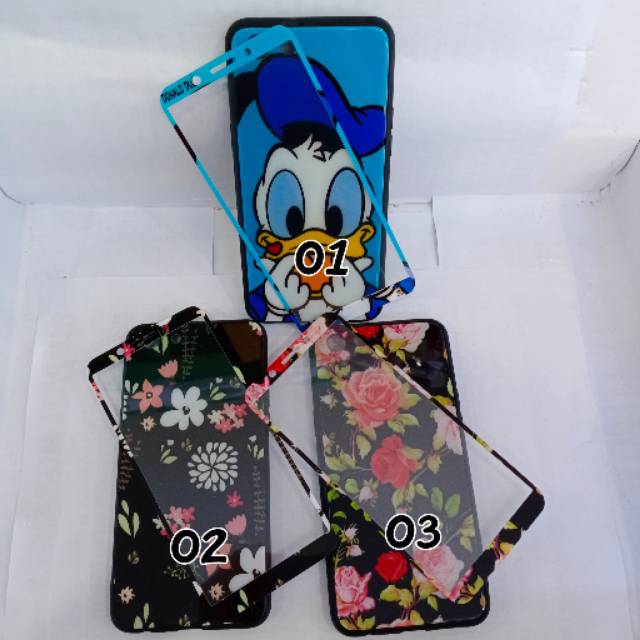 Case kaca gambar + anti gores Oppo A83