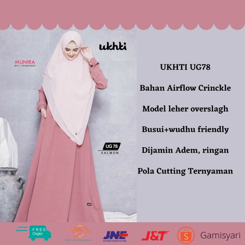 Gamis Syari Busui Crinkle Air Flow Premium  Ukhti Munira UKHTI UG 78 Dress Kasual Model Payung Busan