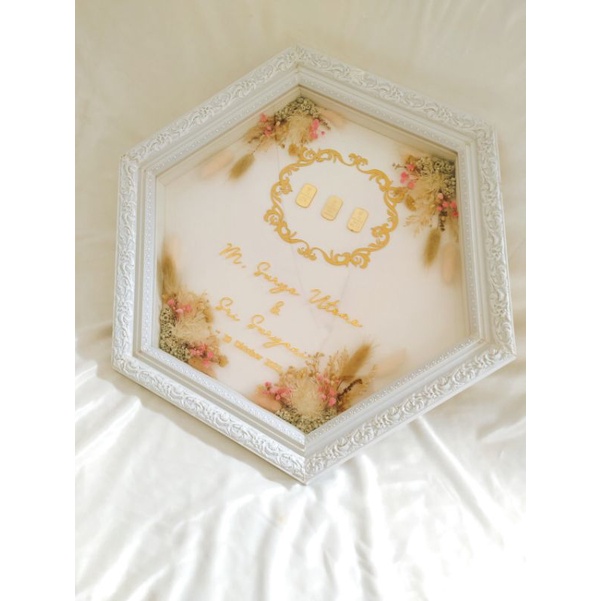 Bingkai Mahar Segi 6 Rustic gold