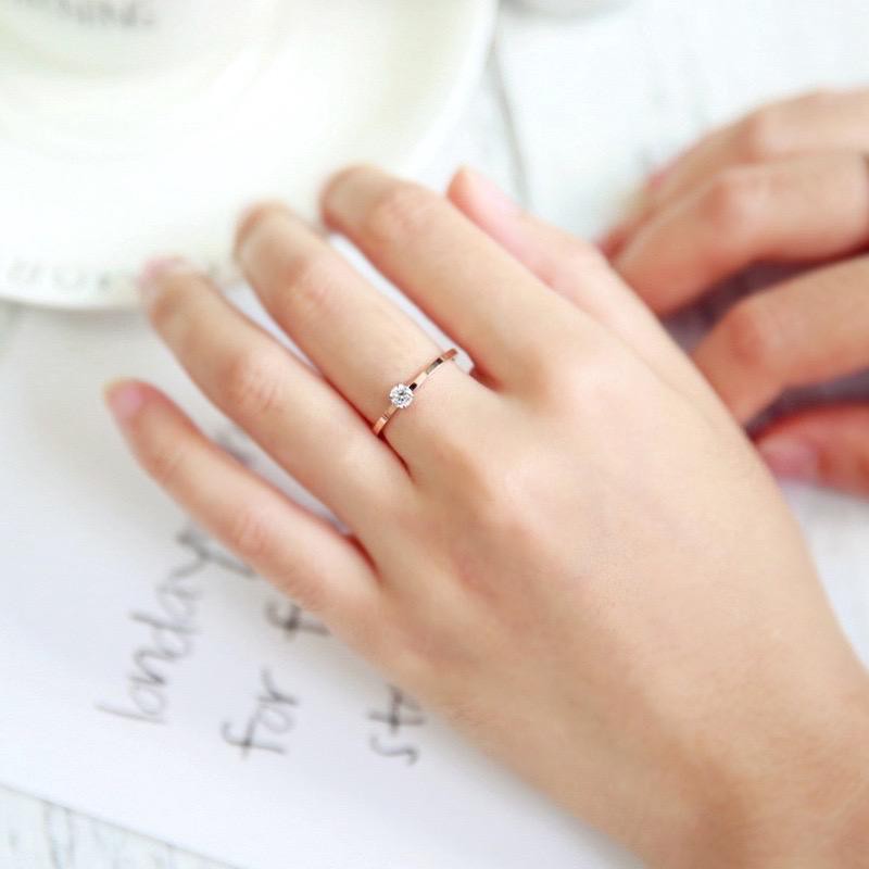 Cincin Titanium Mini Korea Wanita CK001 warna rose gold bisa untuk cincin kawin nikah fashion simple