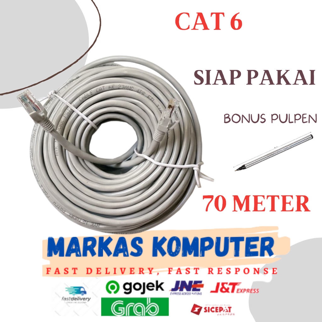 Kabel LAN 70m CAT 6 Internet Jaringan Cat6 UTP 70 Meter