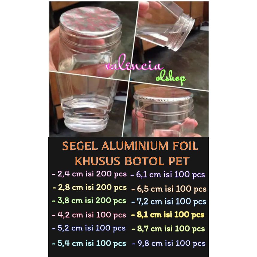 Segel aluminium foil / Segel Konduksi Botol Pet