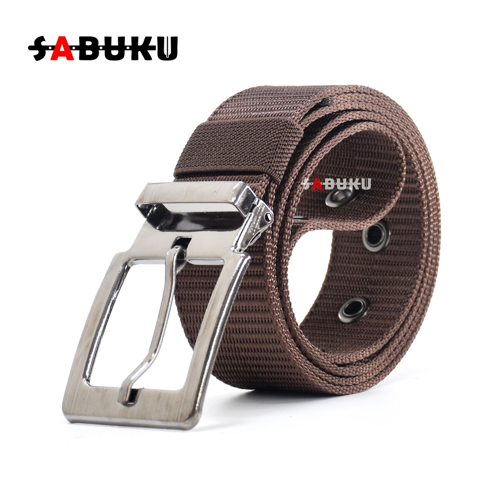 Ikat Pinggang Pria Canvas Sabuk Canvas Model Tusuk Kepala Stainles Nylon Kanvas Belt Gesper Pria - 245