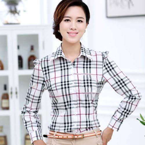 GSL - KEMEJA WANITA CASUAL JUMBO KOREA LENGAN PANJANG IMPORT POLOS KOTAK KOTAK OVERSIZE / Baju Kemeja Wanita Burberry / atasan wanita terbaru 2021 kekinian viral-3
