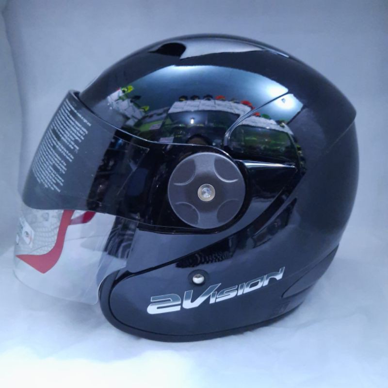 Jual HELM KYT 2 VISION HITAM METALIK BLACK METALIK HALF FACE Indonesia ...