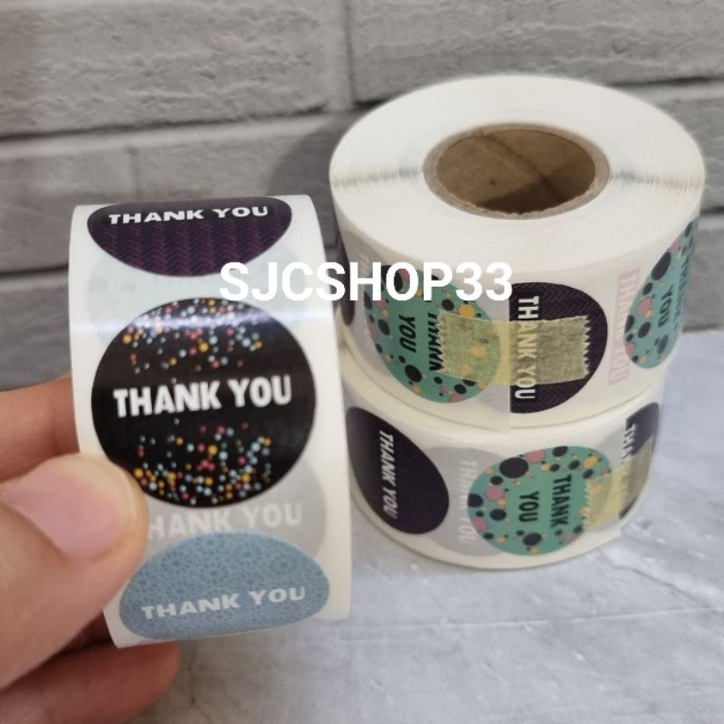 

1 roll isi 500 pcs sticker label thank you party buble 2,5 cm