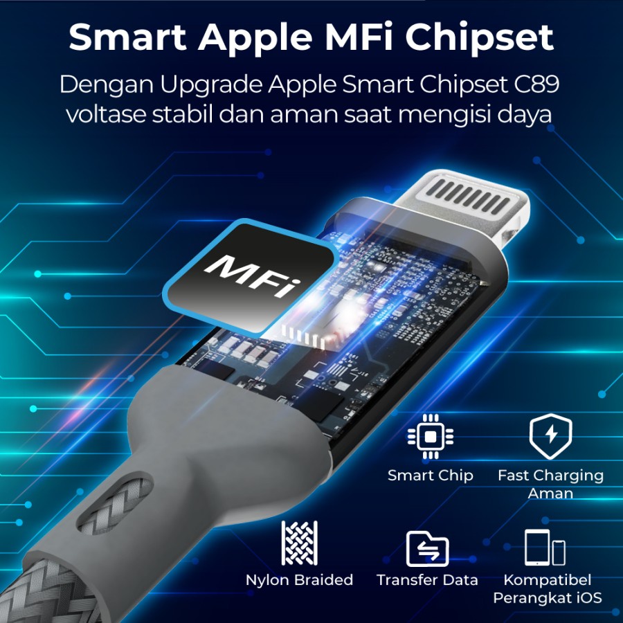 PX UAL-1.8G Kabel Data USB A to Lightning MFi Fast Charging