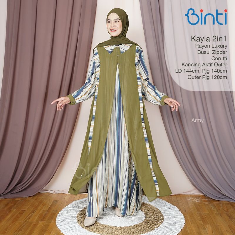 Dress Set Outer LD 144 XXXXL Kayla Janisa 2in1 Maxi Ori Binti Super Jumbo Gamis Terbaru Murah Syari 
