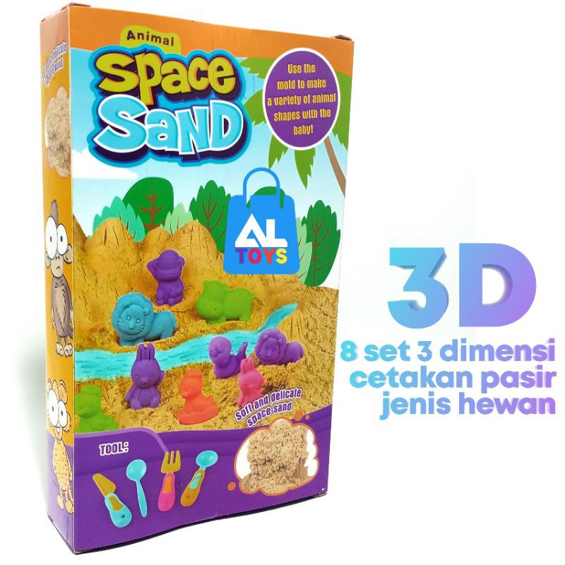 MAINAN EDUKASI Animal Space Sand Mainan Pasir Cetakan Hewan 3D Set