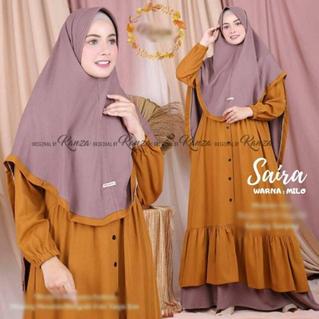 Gamis syari plus khimar / setelan gamis khirmar