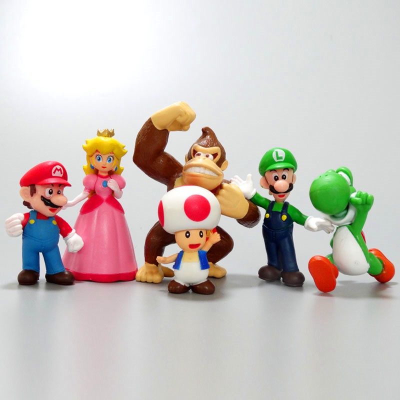 6pcs / set Mainan Action Figure Luigi Mario Bros Yoshi Bahan PVC Untuk Hadiah Anak