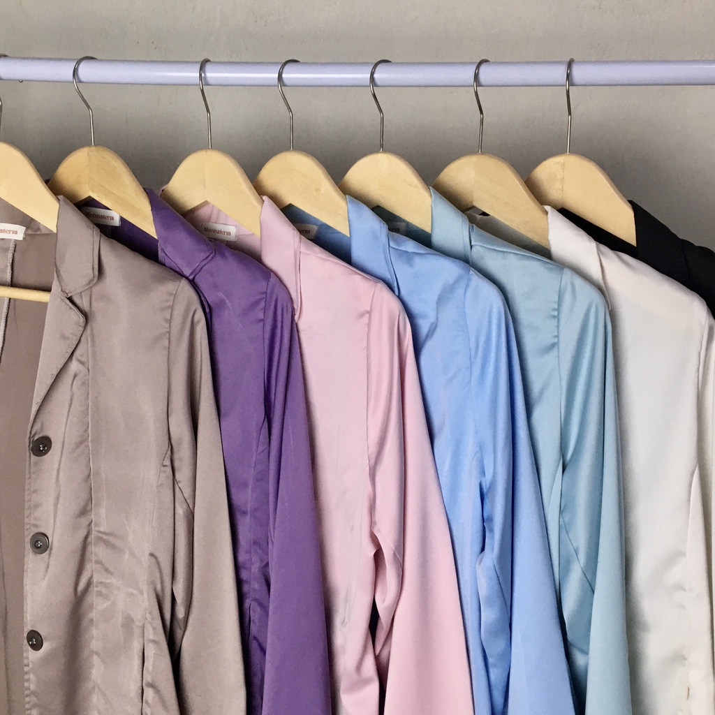 LUNAR BLAZER SET | Blazer Korea Setelan Wanita Silk Satin One Set