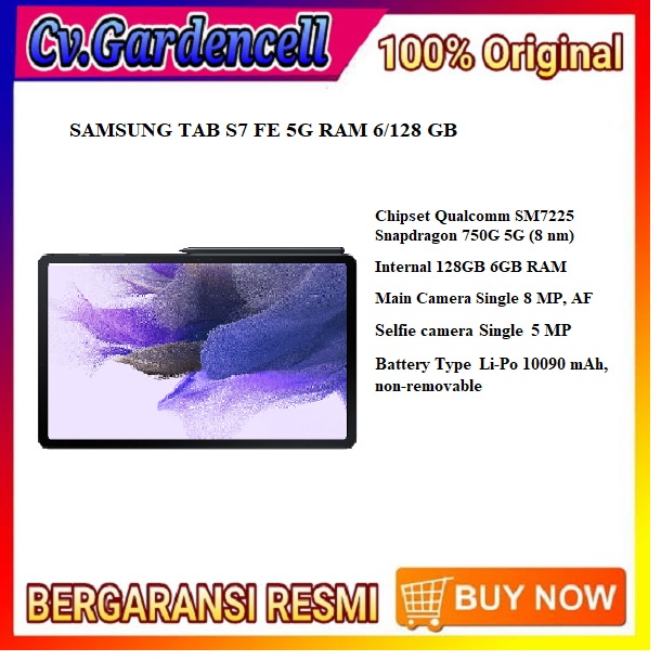 SAMSUNG TAB S7 FE 5G / t736 RAM 6/128 GB GARANSI RESMI