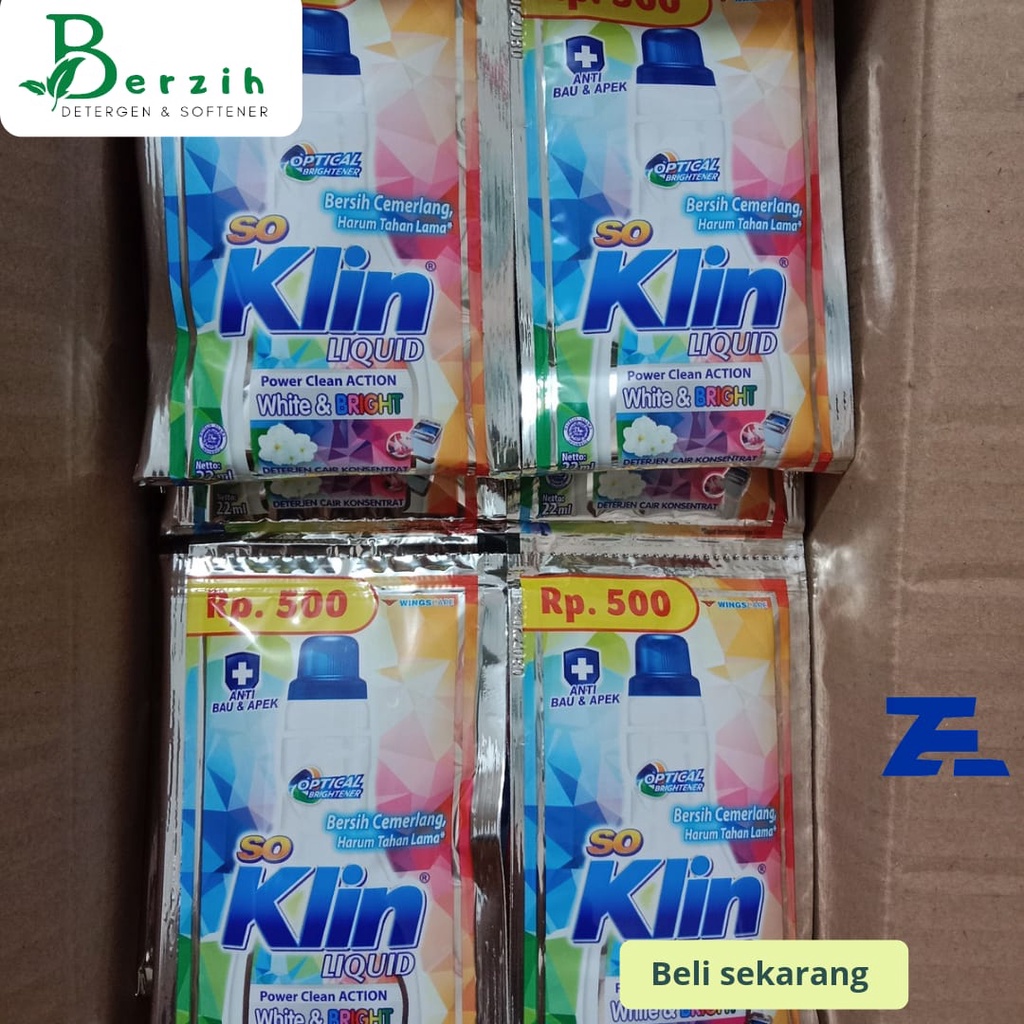 Soklin Cair So Klin Liquid Detergen White Bright 22ml Renceng isi 10+2 Sachet