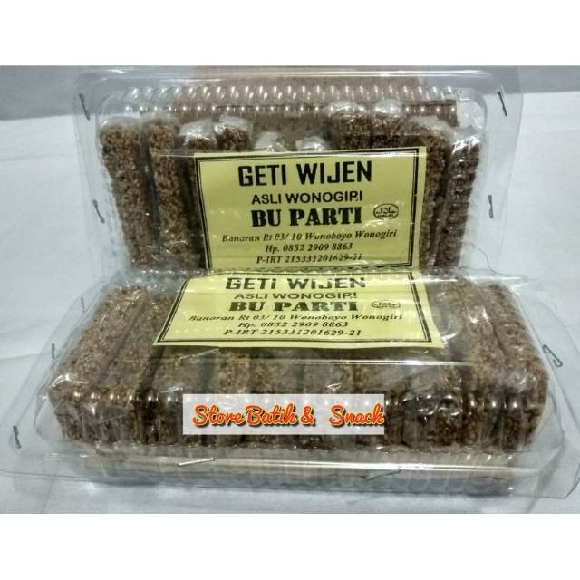 

Store snack Geti Wijen Mika bu Parti 100 gram/oleh oleh khas wonogiri / Aneka Snack/Snack Grosir