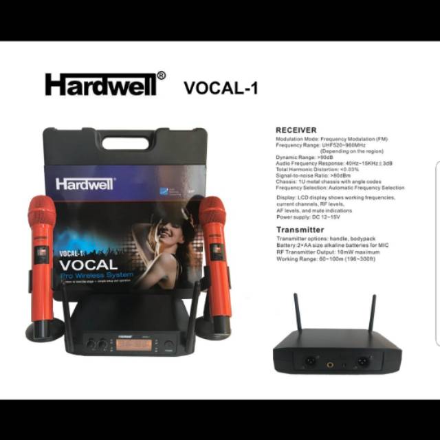 MIC WIRELESS HARDWELL VOCAL1 MICROPHONE ( HANDHELD ) ORIGINAL GARANSI