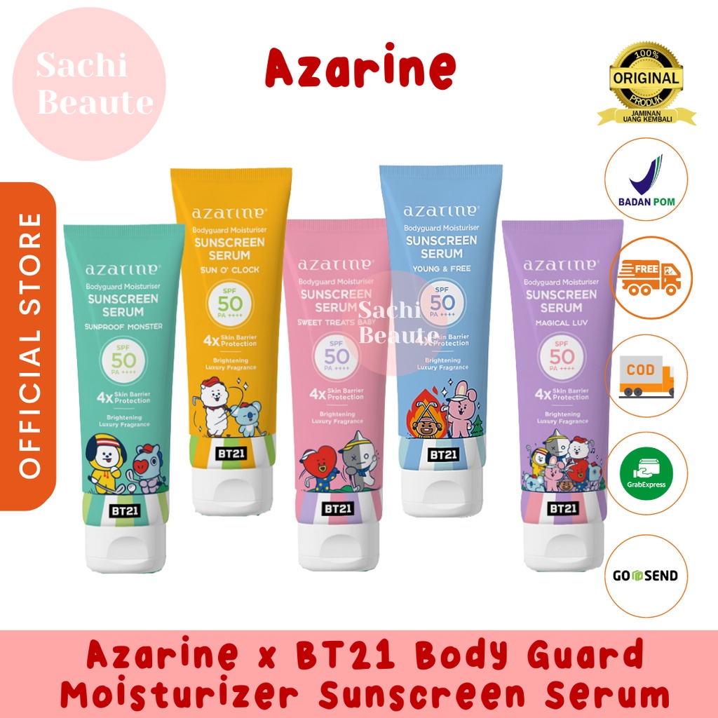 Azarine x BT21 BTS Bodyguard Body Moisturizer Sunscreen Serum SPF50 PA++++ 100ml Gel Hydrasoothe