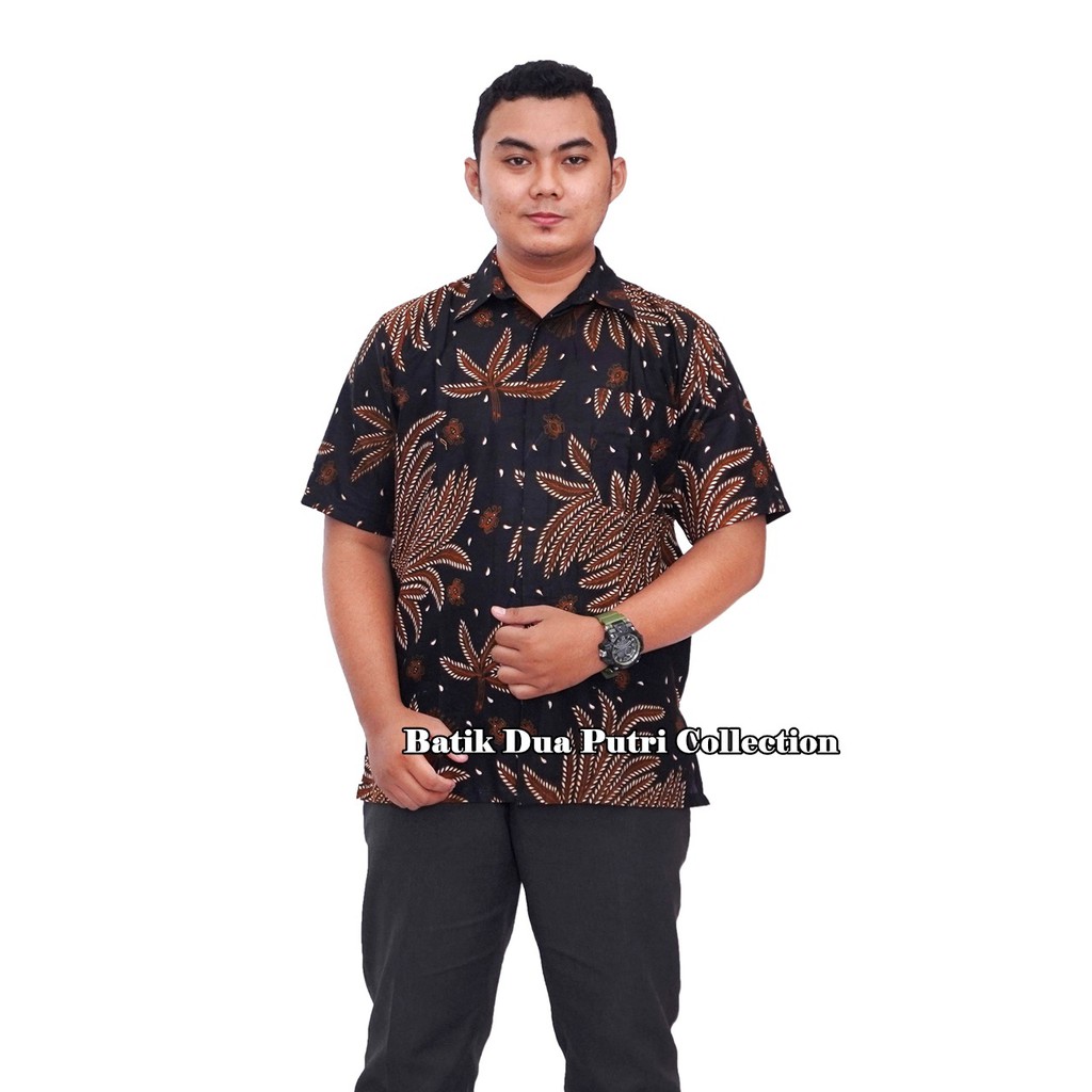 Blouse Batik Atasan Wanita Kemeja Batik Pria Manggar Hitam