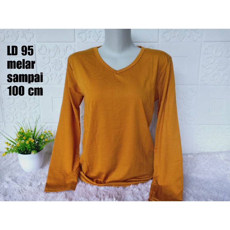 KAOS POLOS WANITA VNECK PANJANG// KAOS BELLE PANJANG L-XL / KAOS VNECK PANJANG // KAOS WANITA POLOS