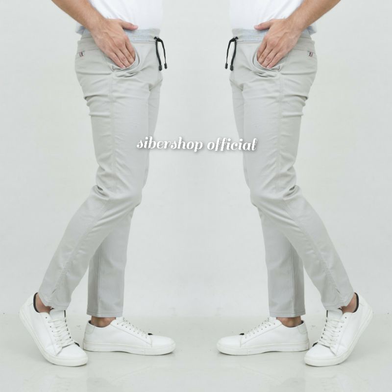 Celana Chino Panjang Pinggang Karet Celana Rip Bahan Premium Size 27-38
