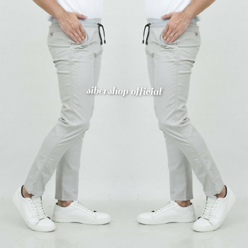 Celana Chino Panjang Pinggang Karet Celana Rip Bahan Premium Size 27-38