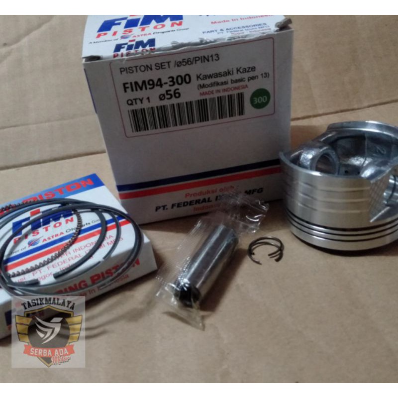 PISTON KIT FIM 94 PIN 13 DIAMETER 56 KAZE untuk rubahan VARIO,BEAT,SCOOPY,Abs REVO, Jup Z, vega zr,  FIM Original 100%