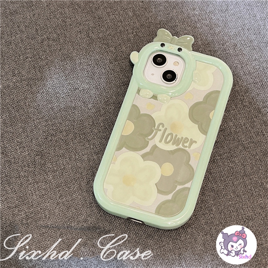 Redmi 12C 10C 10A 9T Note 11s 10s 11 10Pro 9A 9C A1 A1+ Xiaomi 12 11Lite Poco X3Pro NFC F3 M3 M4Pro 5G 5G 3D Small Monster Phone Casing Couple Fashion Ins Green Flower Phone Soft Cover