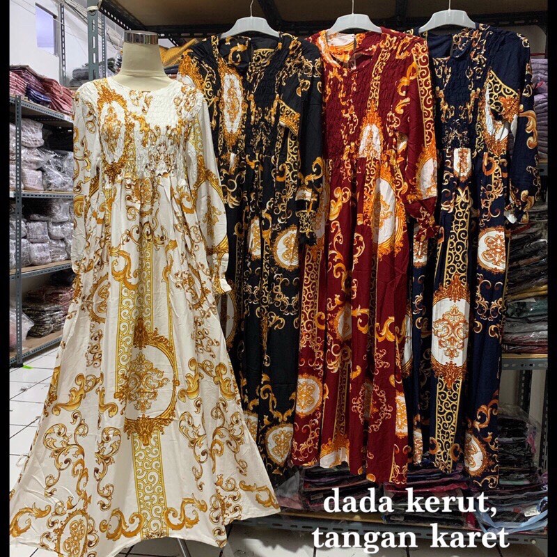 Gamis Sultan Arsy Maxi Abg Cantik Batik Muslim Karet Kerut Mayung Grosir Murah Seri Motif Syahrini
