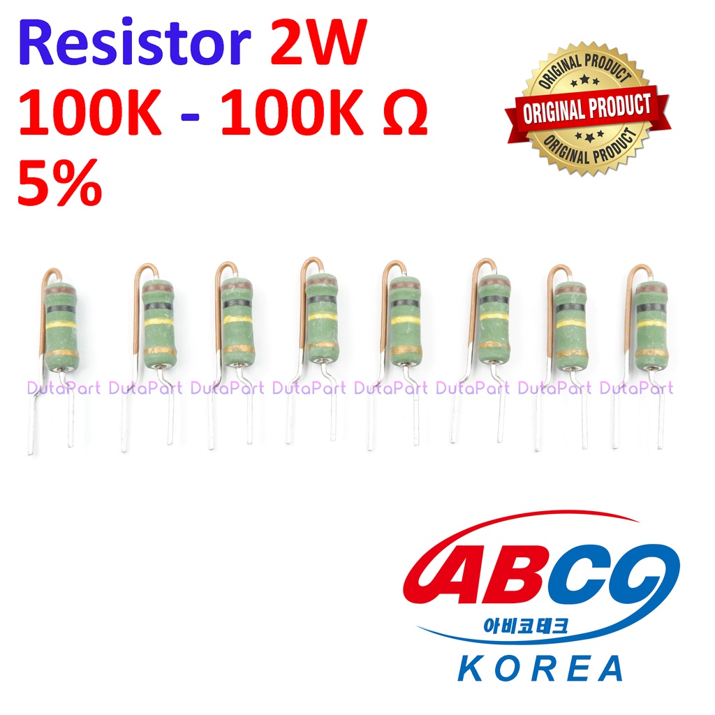 Resistor 100K Ohm 2 Watt 5% ORIGINAL ABCO KOREA 2W 100 K HIGH QUALITY